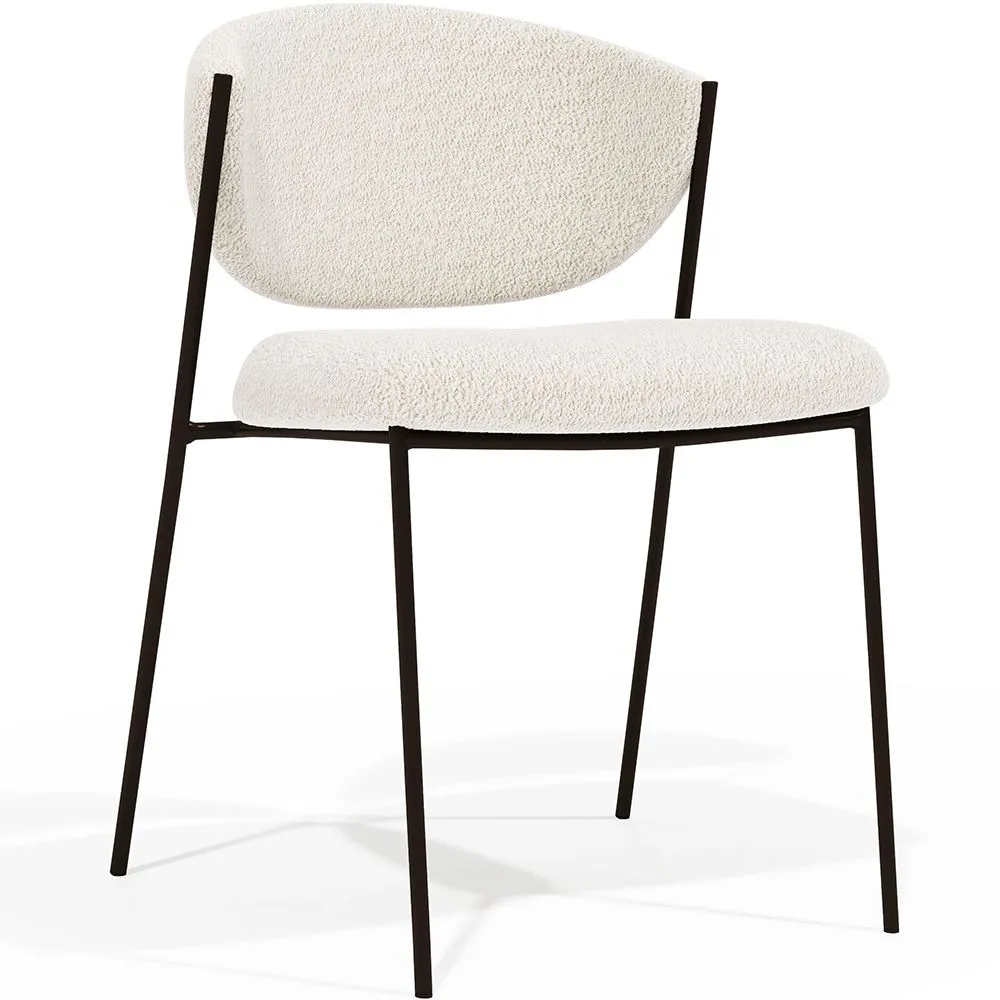 Sedia da pranzo - Rivestita in tessuto bouclé - Metallo Nero - Seda image 8