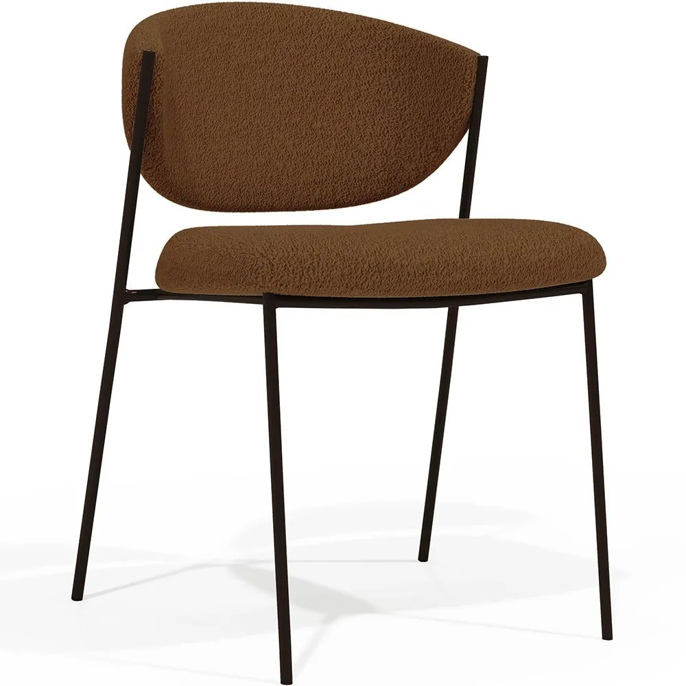 Sedia da pranzo - Rivestita in tessuto bouclé - Metallo Nero - Seda image 8