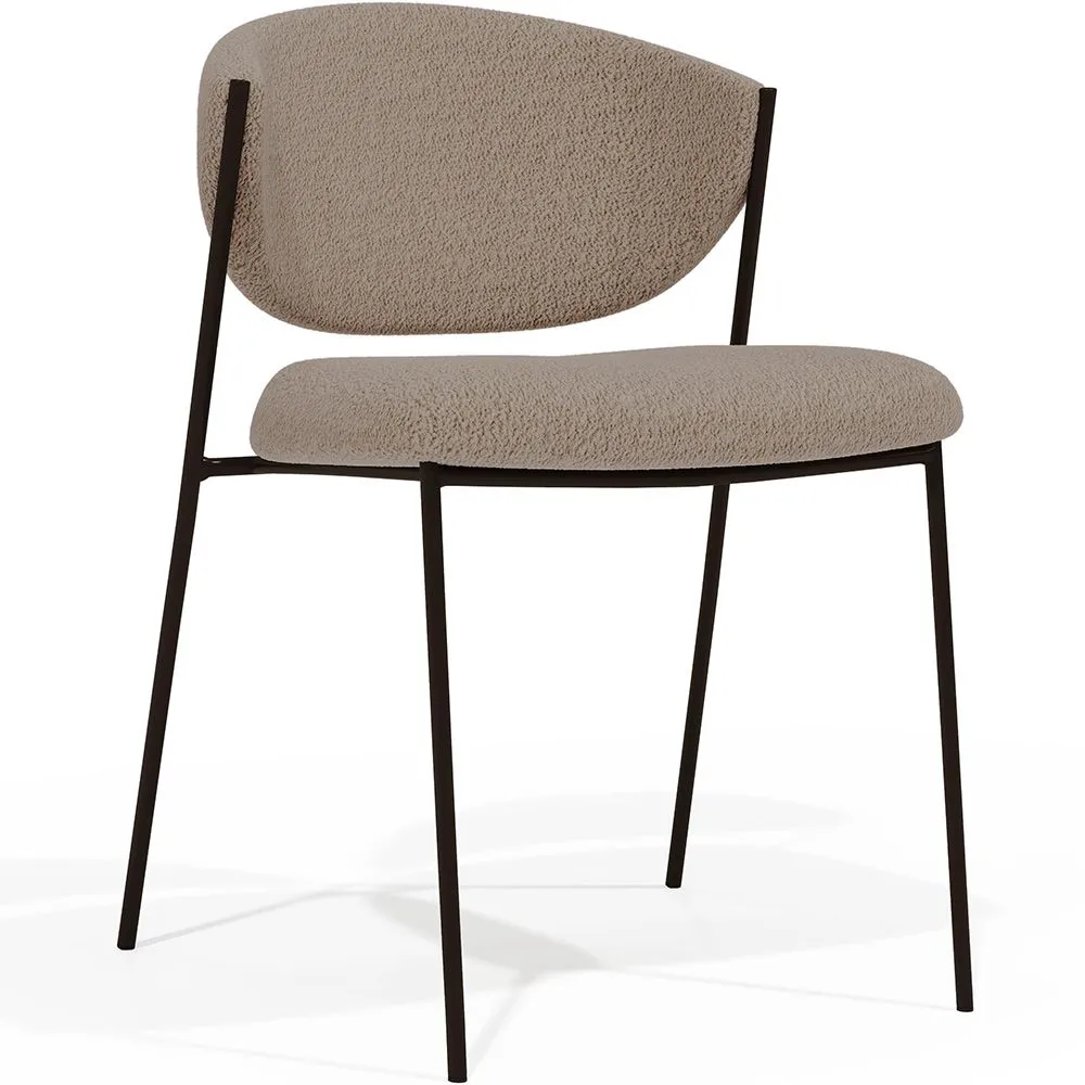 Sedia da pranzo - Rivestita in tessuto bouclé - Metallo Nero - Seda image 8