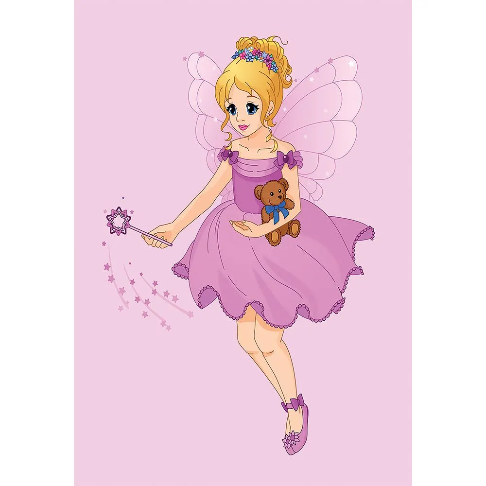 Grande Tappeto per Bambini con Disegno di Fate - Rosa (290x200 cm) - Oya image 8