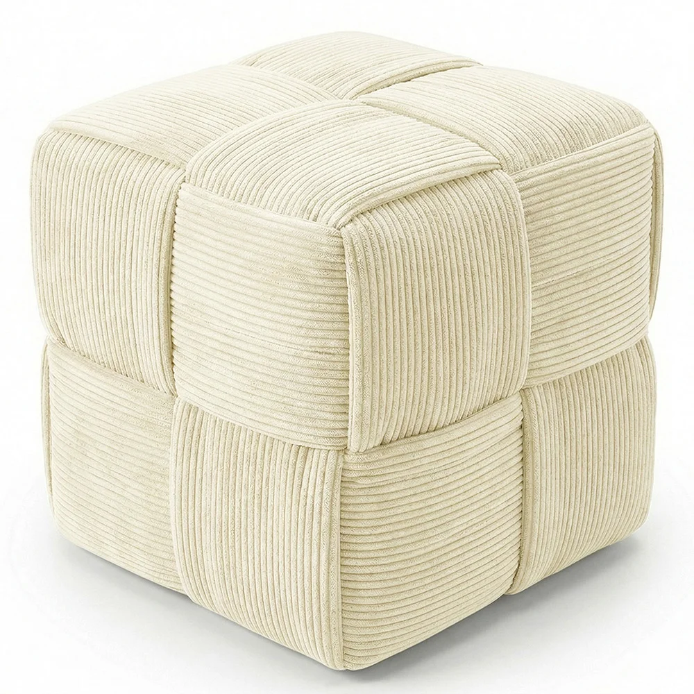 Pouf Quadrato Imbottito in Velluto a Coste - Design Moderno - Cube image 8