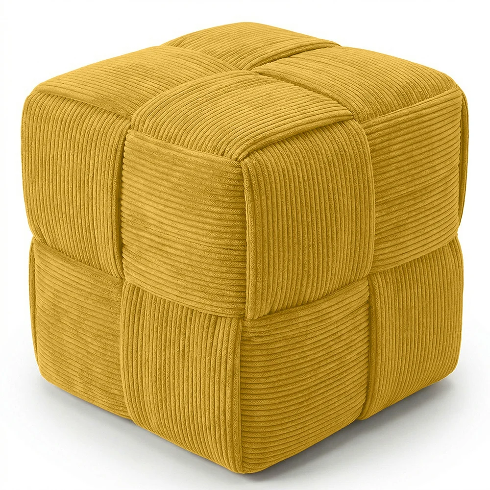Pouf Quadrato Imbottito in Velluto a Coste - Design Moderno - Cube image 8