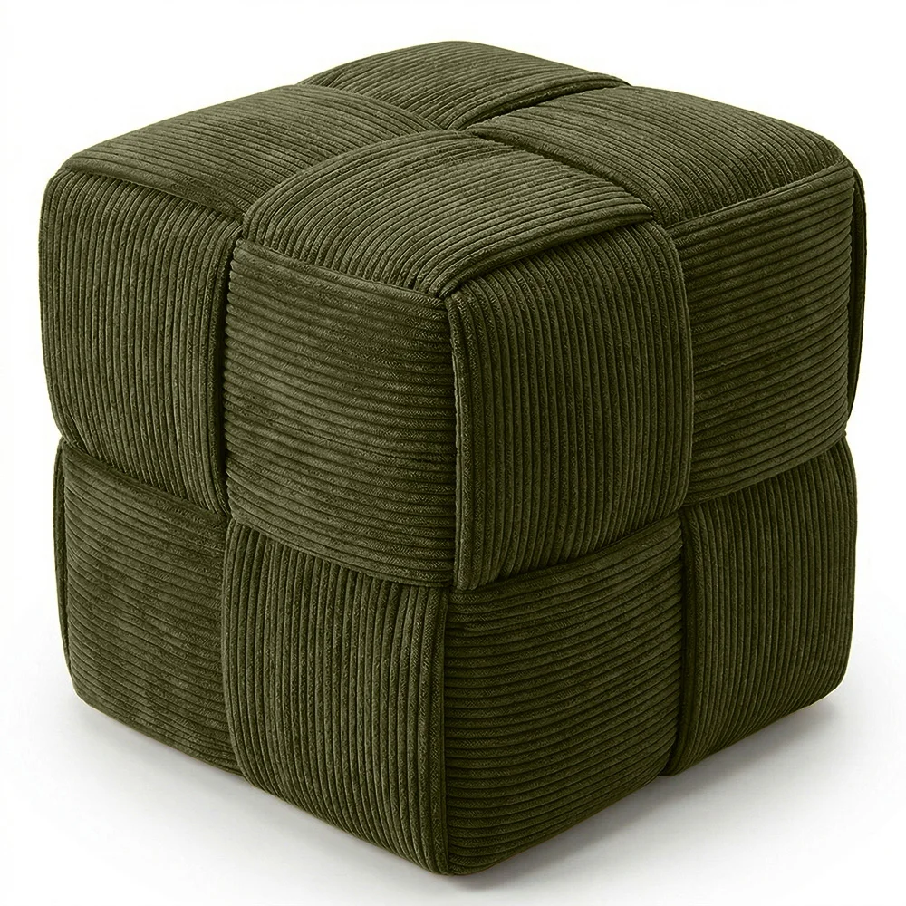 Pouf Quadrato Imbottito in Velluto a Coste - Design Moderno - Cube image 8