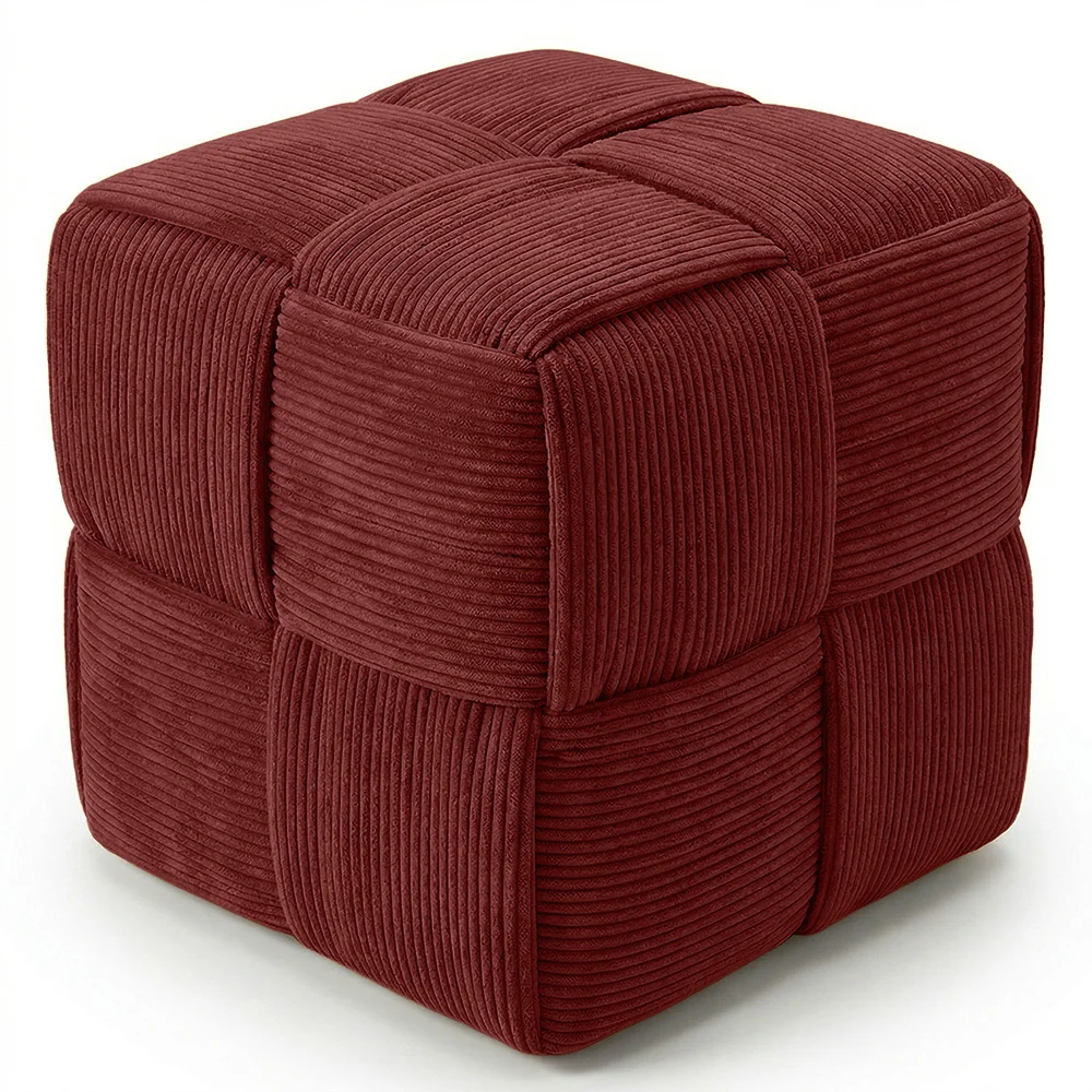 Pouf Quadrato Imbottito in Velluto a Coste - Design Moderno - Cube image 8