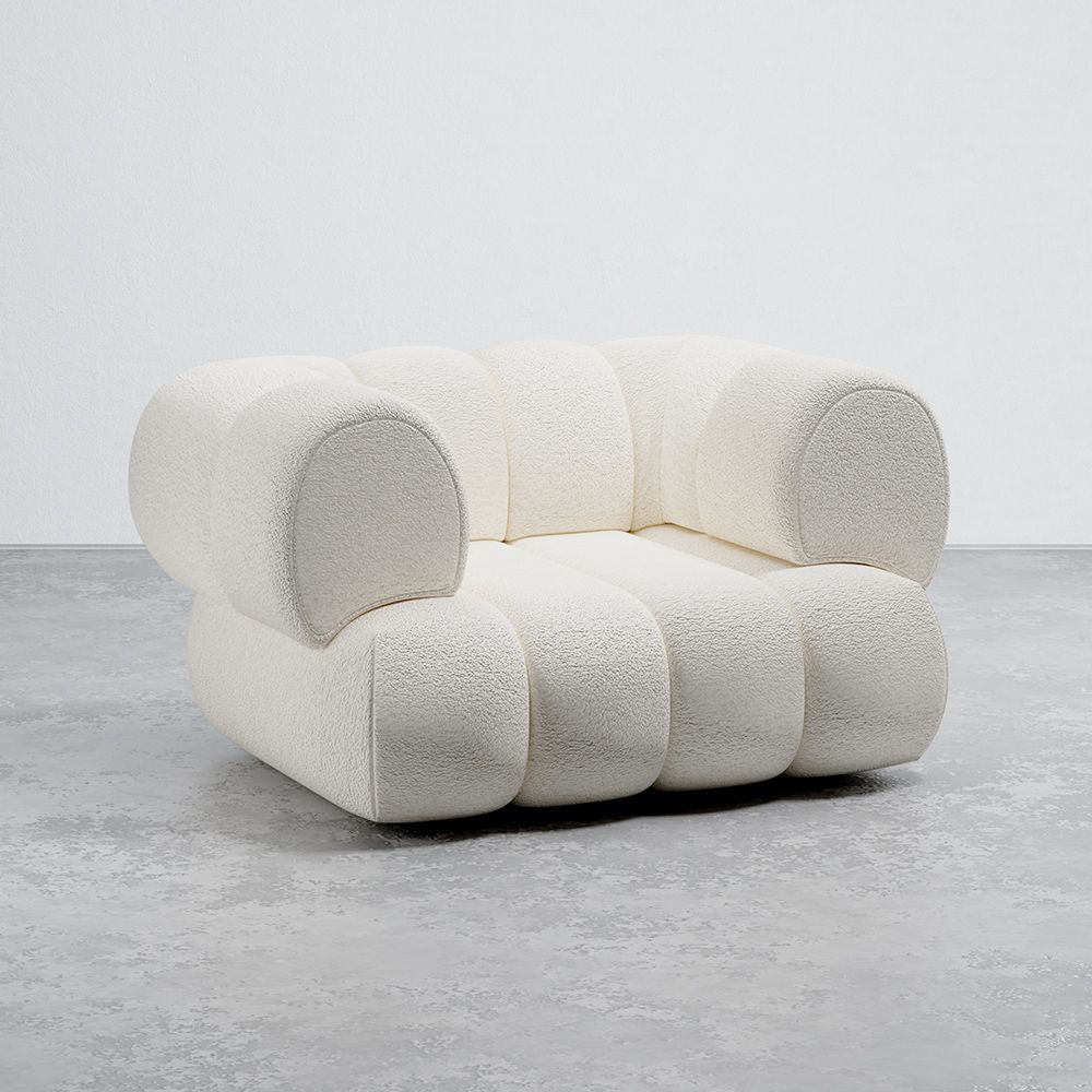 Poltrona Rivestita in Tessuto Bouclé - Stile Moderno - Curvo Teddy image 8