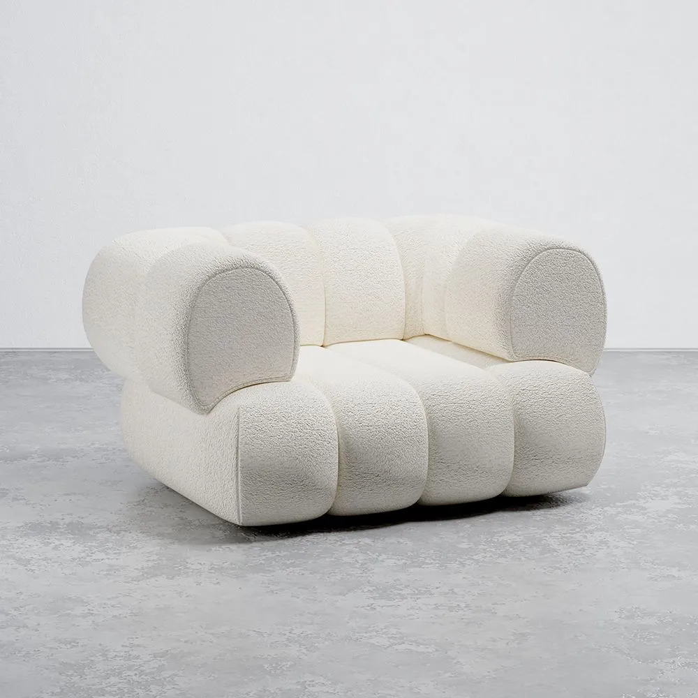 Poltrona Rivestita in Tessuto Bouclé - Stile Moderno - Curvo Teddy image 8