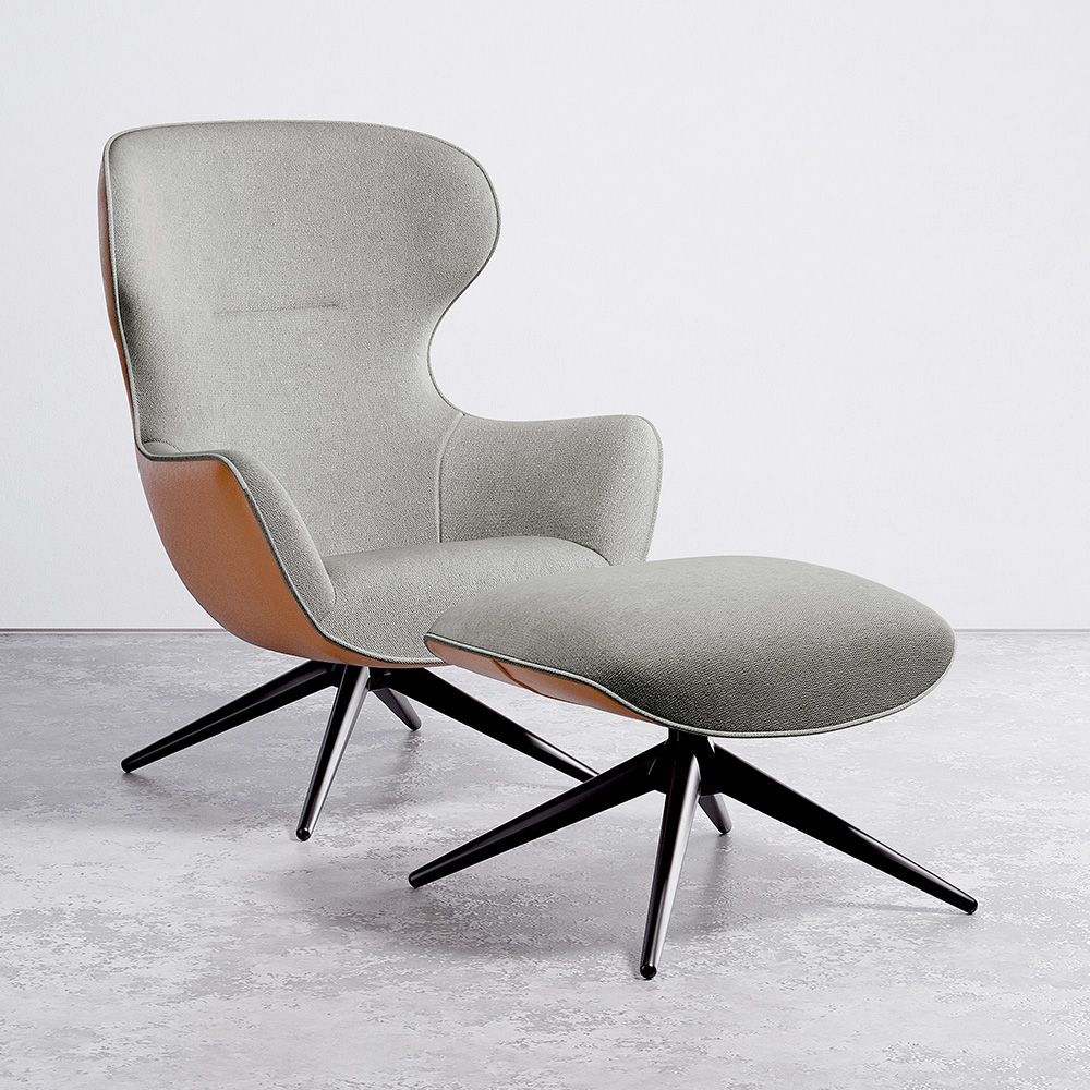 Poltrona Design Imbottita Stile Contemporaneo con Poggiapiedi - Derta image 8