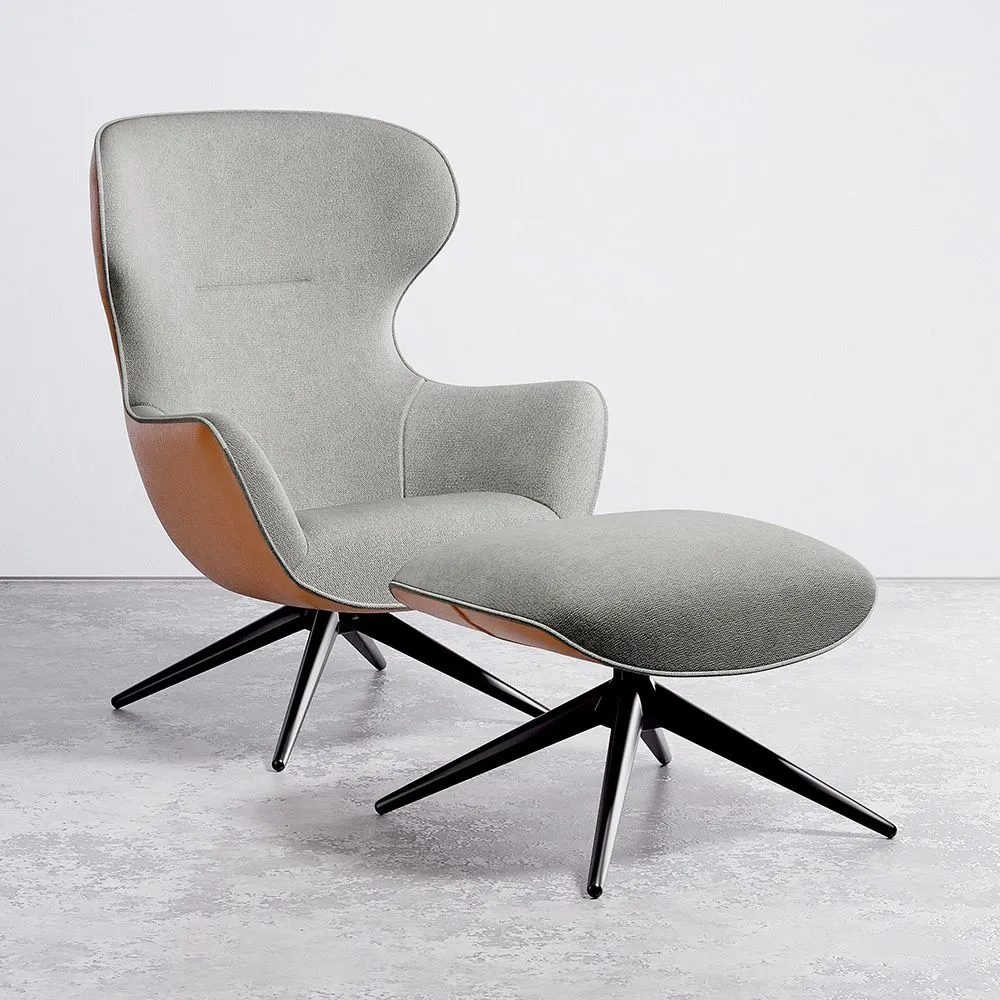 Poltrona Design Imbottita Stile Contemporaneo con Poggiapiedi - Derta image 8