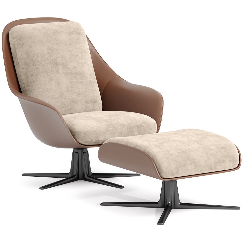 Poltrona Design Contemporaneo Rivestita con Poggiapiedi - Asher image 8