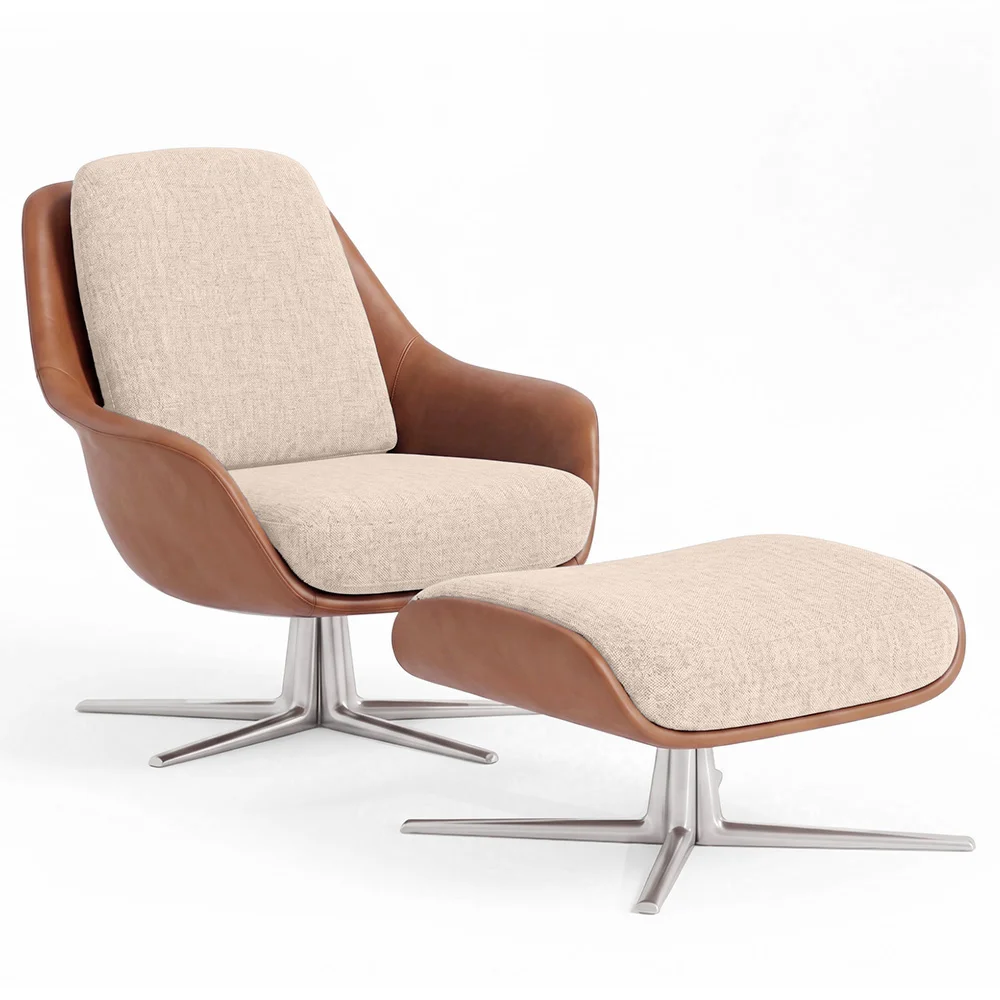 Poltrona Design Contemporaneo Rivestita con Poggiapiedi - Asher image 8
