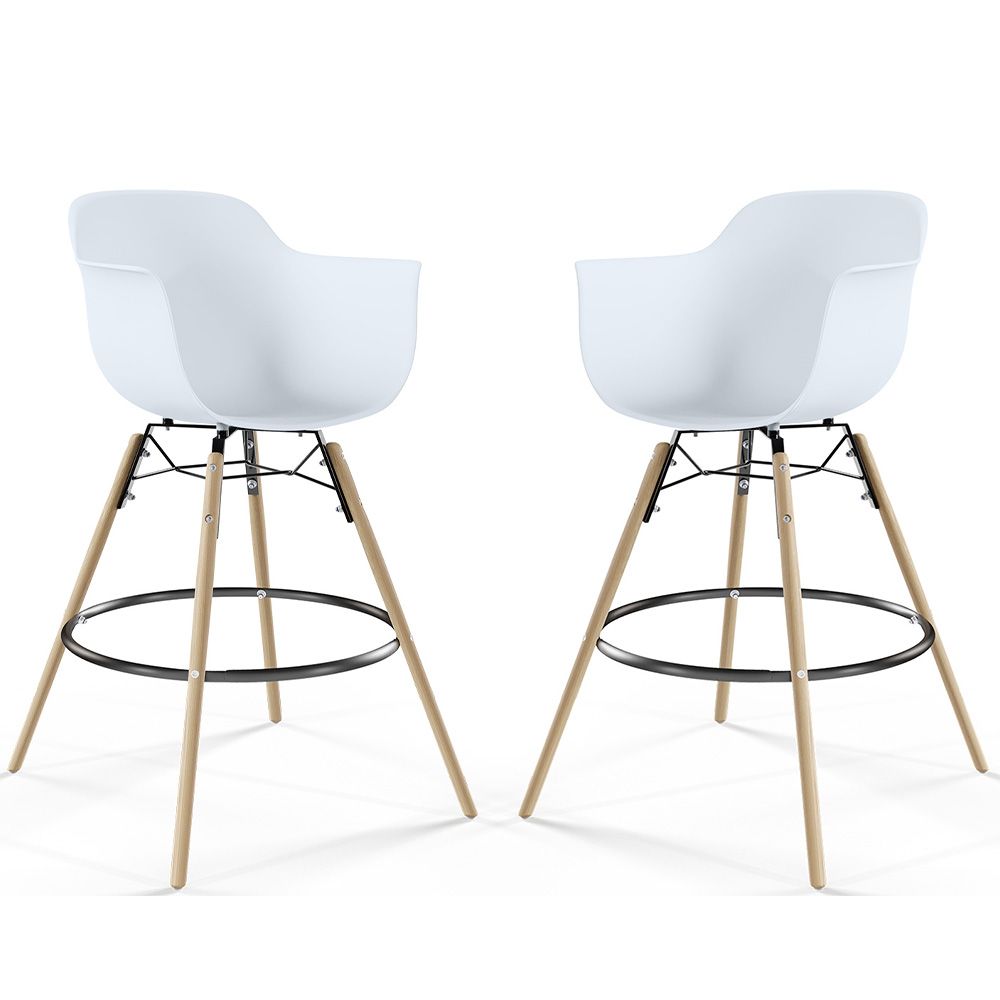 Sgabello da Bar - Design Scandinavo - Gambe in Legno - Set di 2 - Nordika image 8