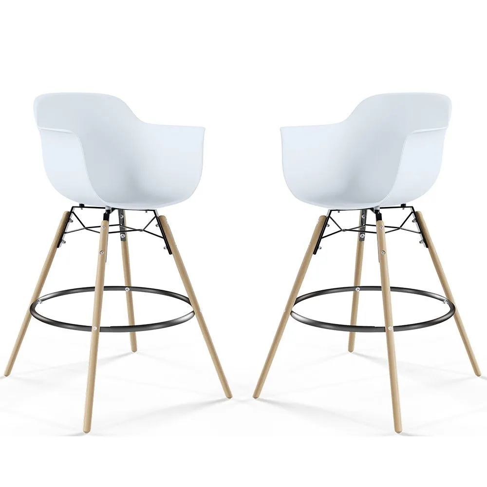 Sgabello da Bar - Design Scandinavo - Gambe in Legno - Set di 2 - Nordika image 8