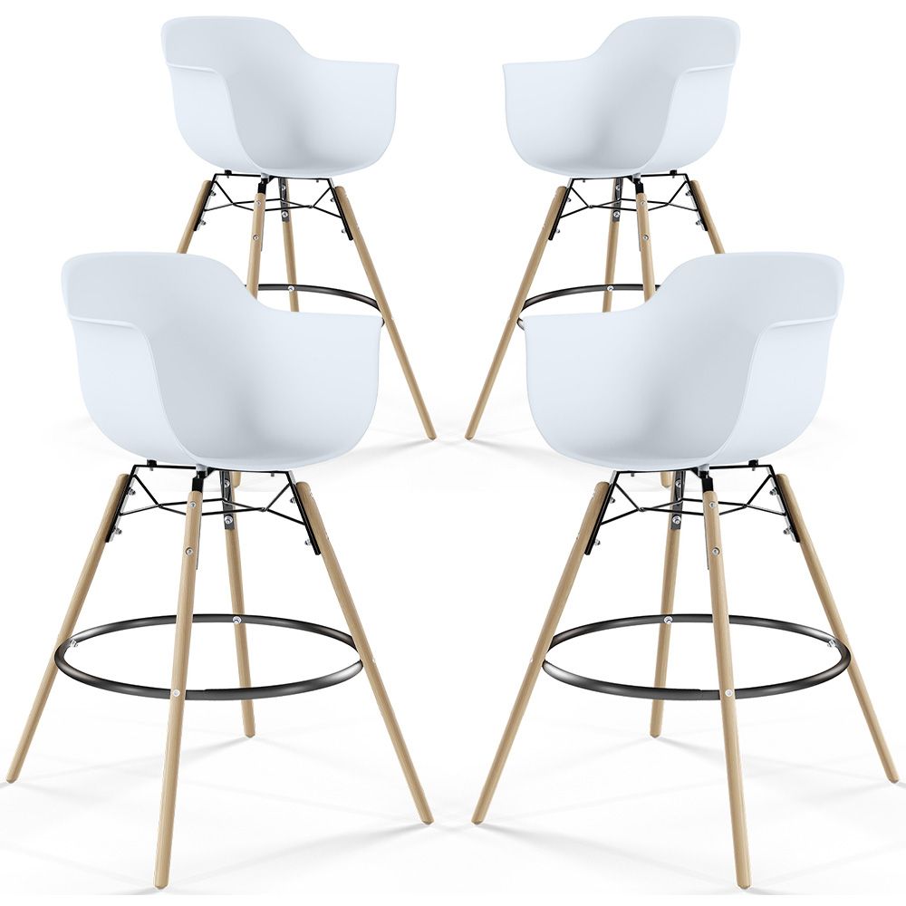 Sgabello da Bar - Design Scandinavo - Gambe in Legno - Set di 4 - Nordika image 8
