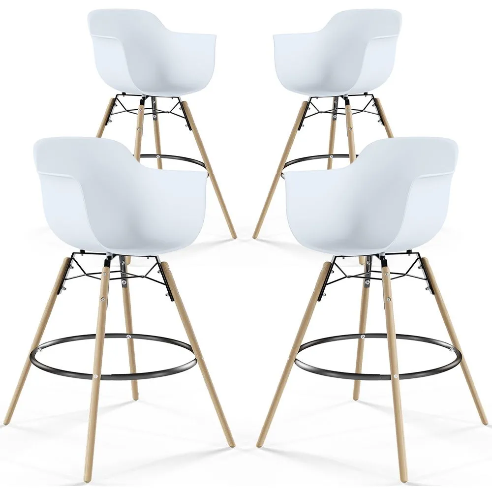 Sgabello da Bar - Design Scandinavo - Gambe in Legno - Set di 4 - Nordika image 8