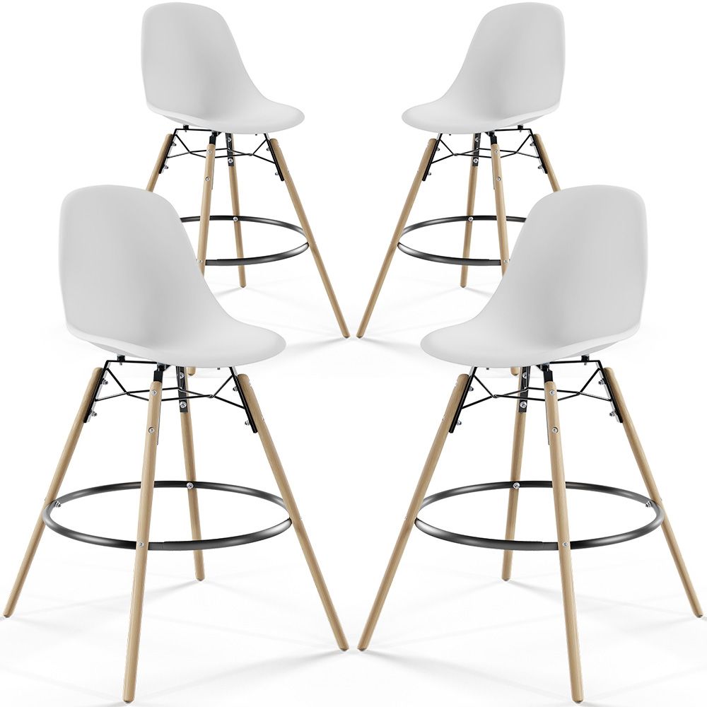 Sgabelli da Bar - Design Scandinavo - Gambe in Legno - Set di 4 - Skögur image 8
