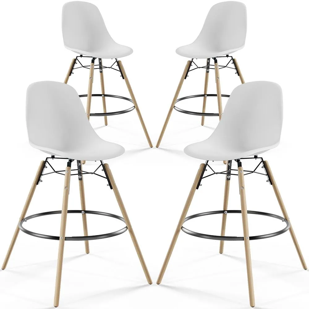 Sgabelli da Bar - Design Scandinavo - Gambe in Legno - Set di 4 - Skögur image 8