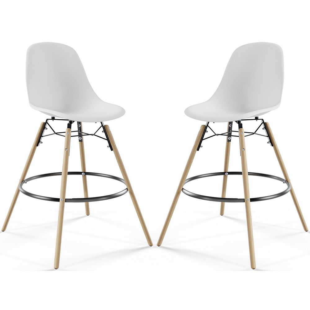 Sgabello da Bar - Design Scandinavo - Gambe in Legno - Set di 2 - Skögur image 8