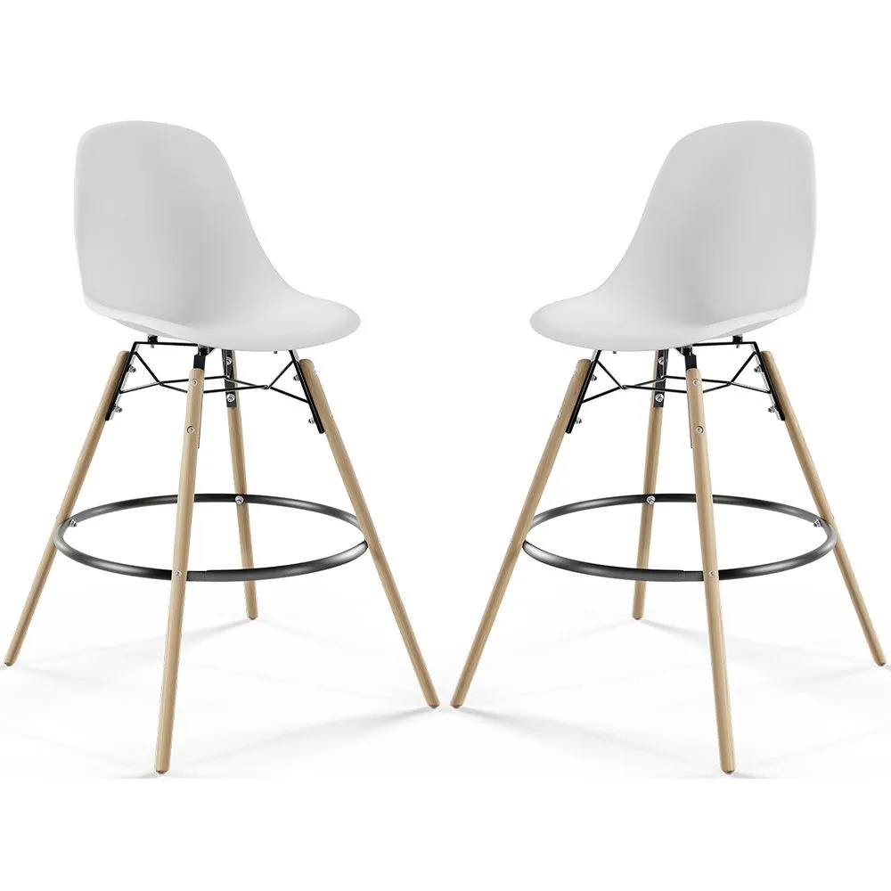 Sgabello da Bar - Design Scandinavo - Gambe in Legno - Set di 2 - Skögur image 8