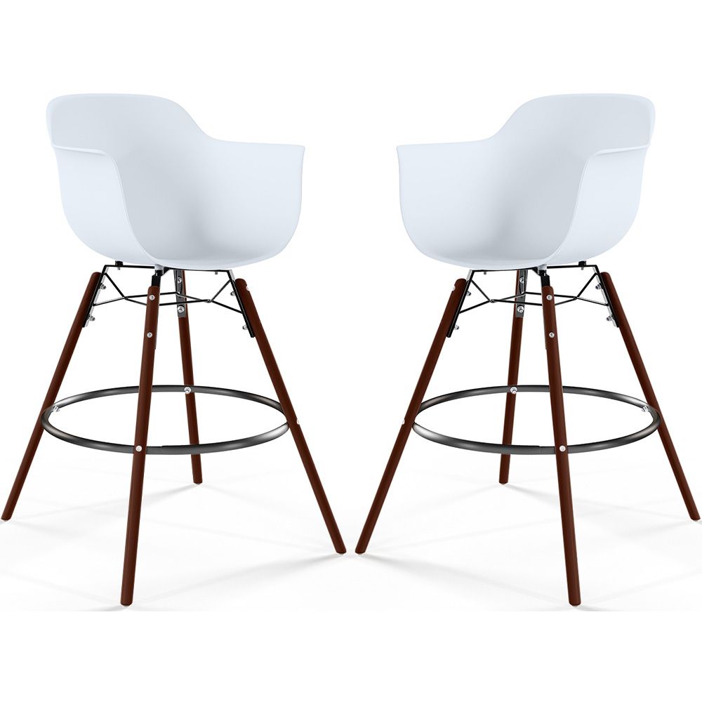 Sgabelli da Bar - Design Scandinavo - Gambe in Legno Scuro - Set di 2 - Nordika image 8