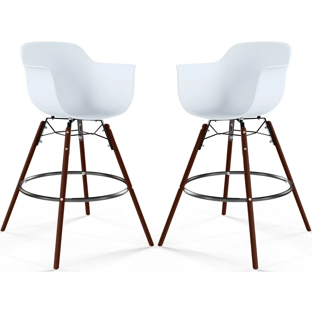 Sgabelli da Bar - Design Scandinavo - Gambe in Legno Scuro - Set di 2 - Nordika image 8
