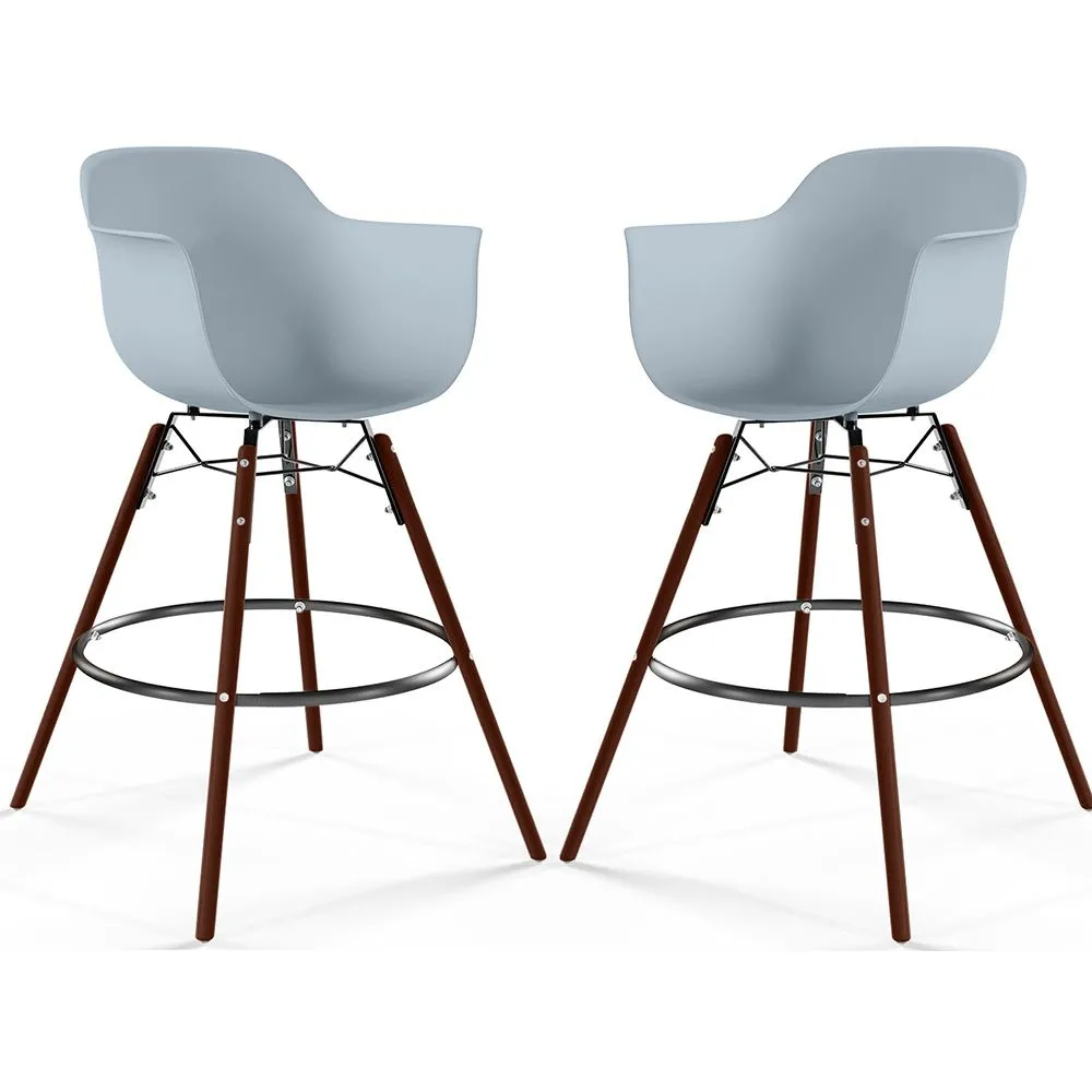 Sgabelli da Bar - Design Scandinavo - Gambe in Legno Scuro - Set di 2 - Nordika image 8