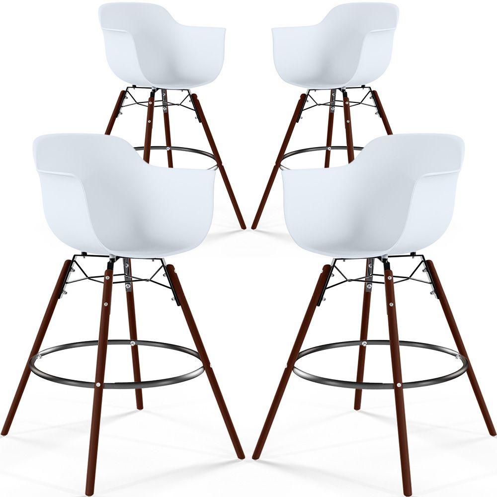 Sgabelli da Bar - Design Scandinavo - Gambe in Legno Scuro - Set di 4 - Nordika image 8