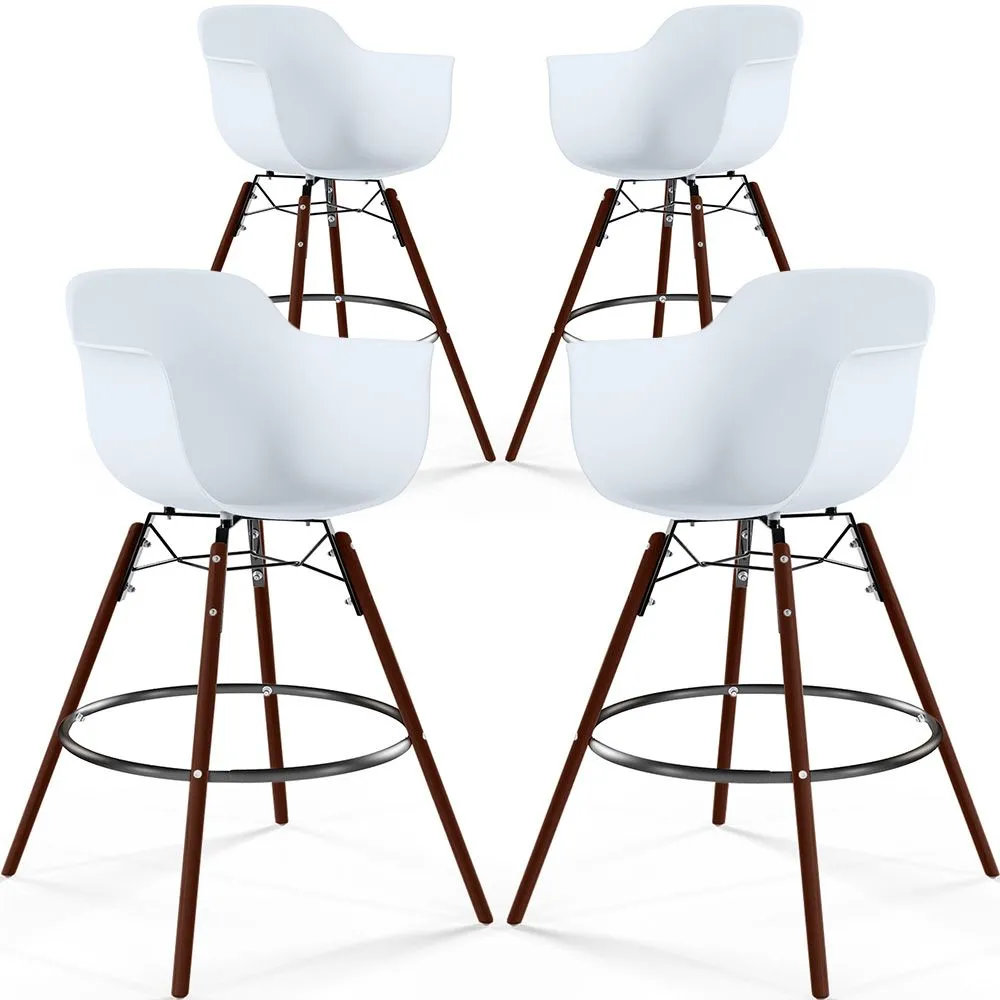 Sgabelli da Bar - Design Scandinavo - Gambe in Legno Scuro - Set di 4 - Nordika image 8