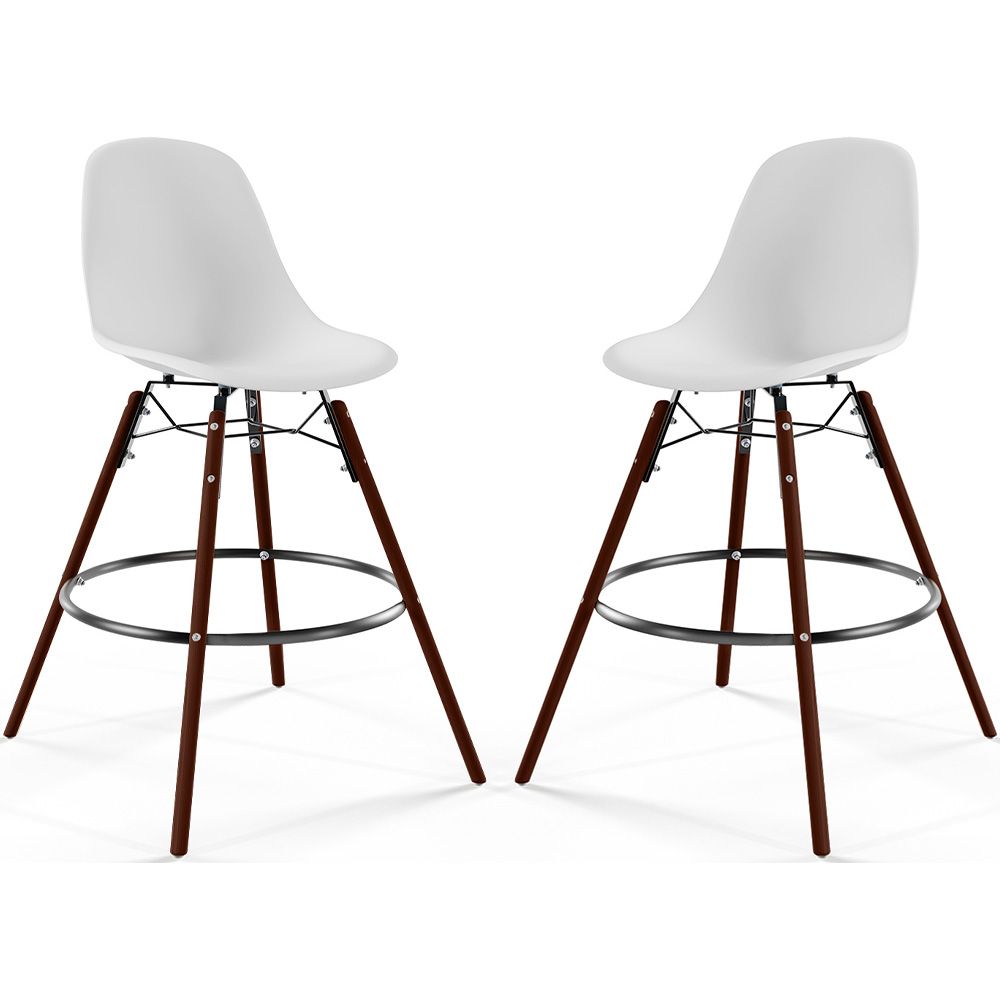 Sgabelli da Bar - Design Scandinavo - Gambe in Legno Scuro - Set di 2 - Skögur image 8