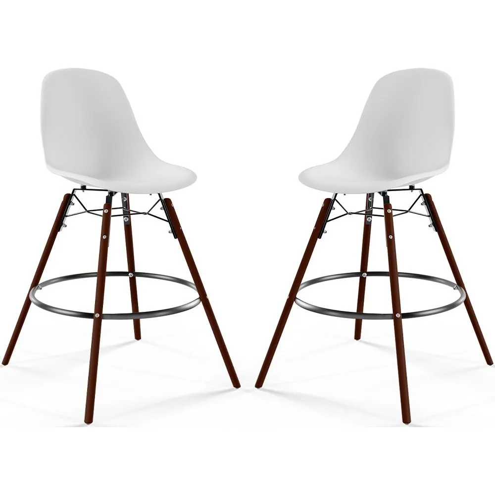 Sgabelli da Bar - Design Scandinavo - Gambe in Legno Scuro - Set di 2 - Skögur image 8