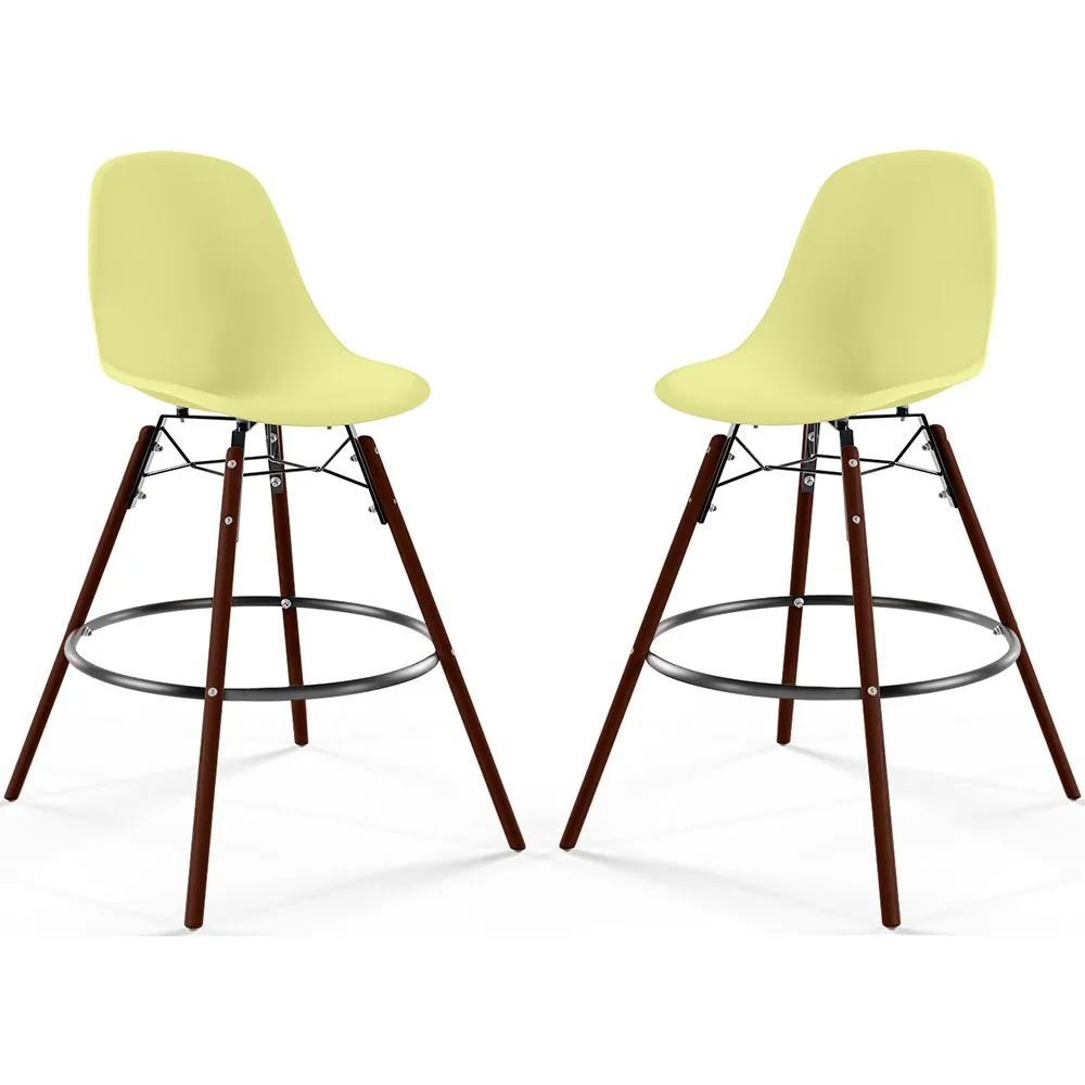 Sgabelli da Bar - Design Scandinavo - Gambe in Legno Scuro - Set di 2 - Skögur image 8