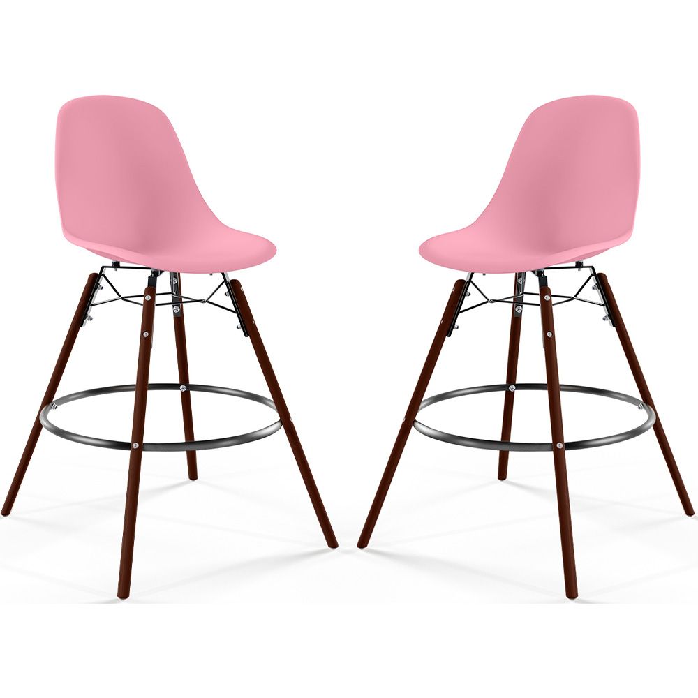 Sgabelli da Bar - Design Scandinavo - Gambe in Legno Scuro - Set di 2 - Skögur image 8