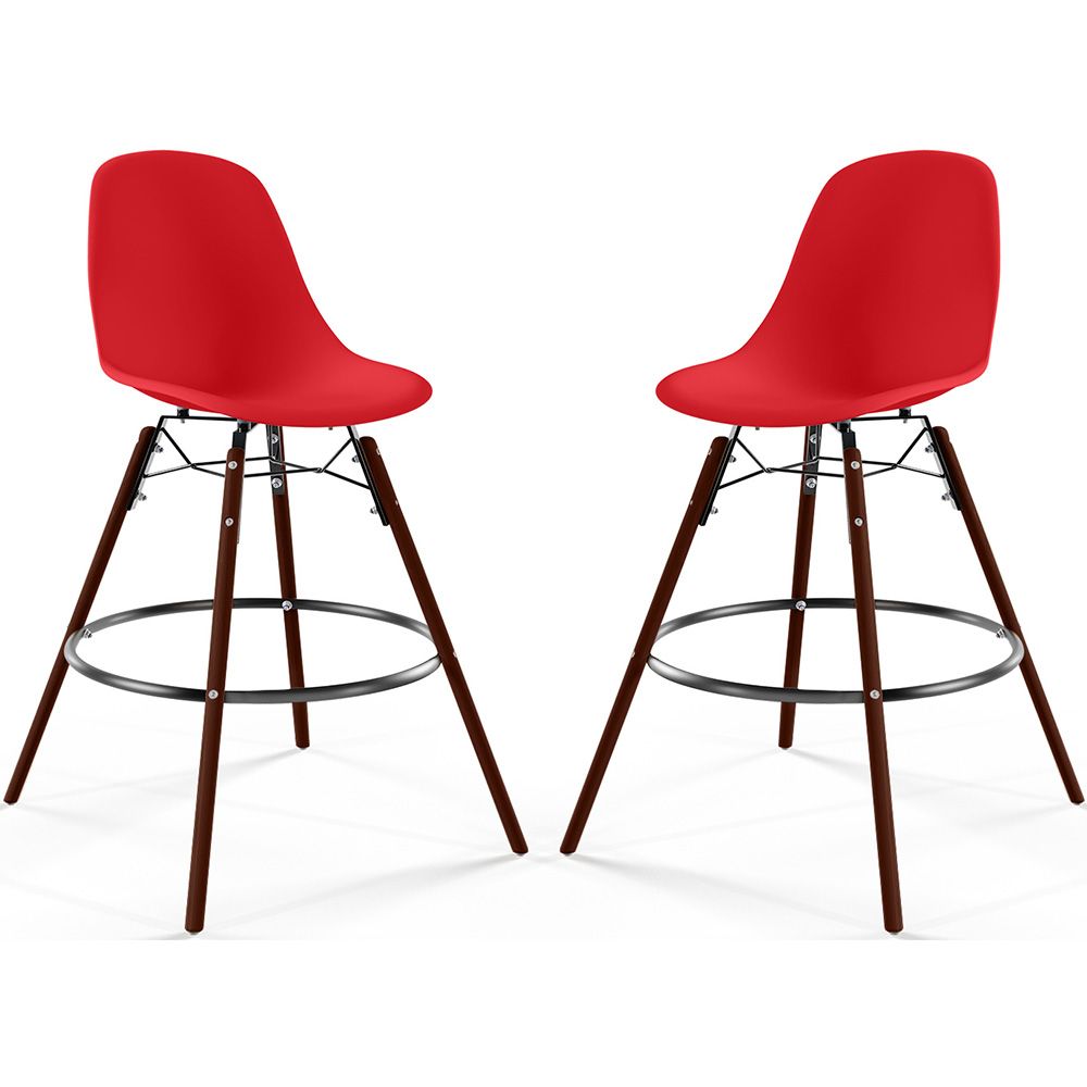 Sgabelli da Bar - Design Scandinavo - Gambe in Legno Scuro - Set di 2 - Skögur image 8