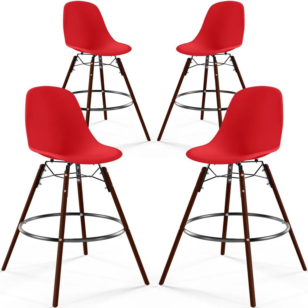 Sgabelli da Pranzo - Design Scandinavo - Gambe in Legno Scuro - Set di 4 - Skögur image 8