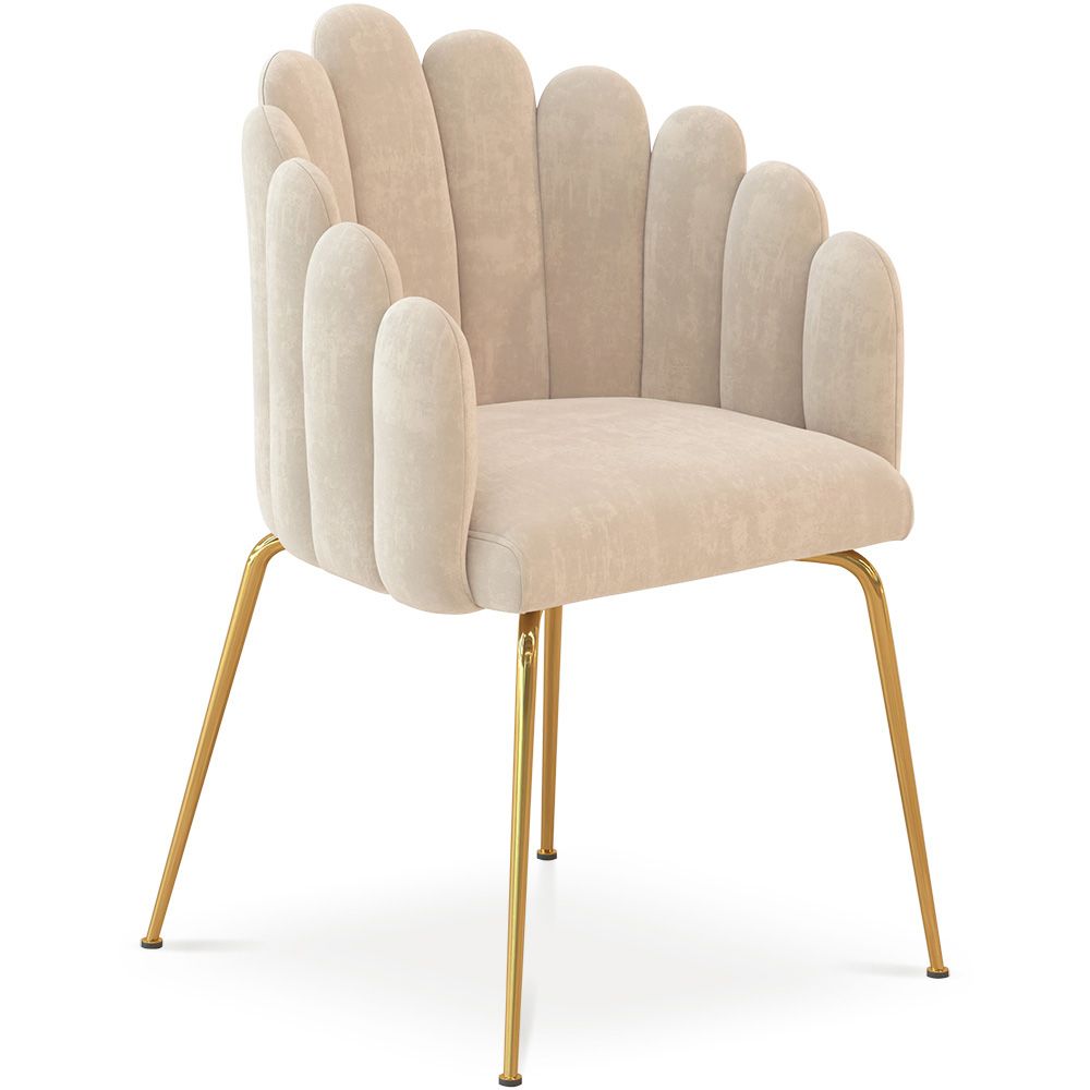 Sedia da Pranzo Glam Design Conchiglia in Velluto - Gambe Dorate - Shell image 8