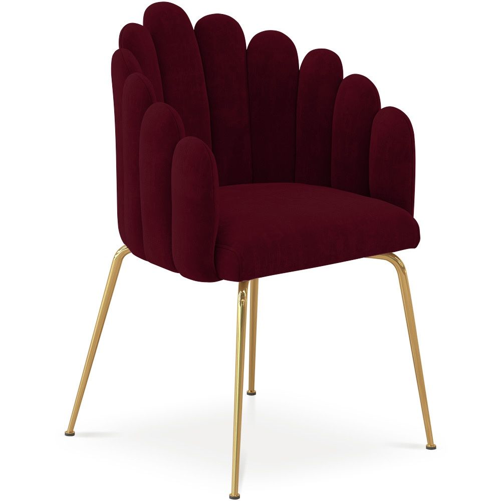 Sedia da Pranzo Glam Design Conchiglia in Velluto - Gambe Dorate - Shell image 8