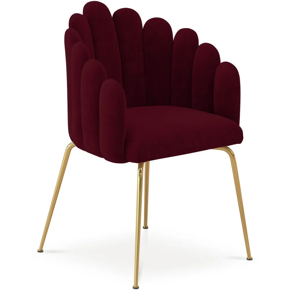 Sedia da Pranzo Glam Design Conchiglia in Velluto - Gambe Dorate - Shell image 8