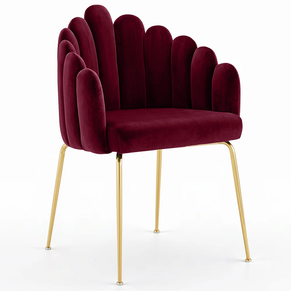 Sedia da Pranzo Glam Design Conchiglia in Velluto - Gambe Dorate - Shell image 8