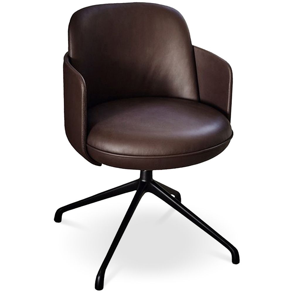 Poltrona Girevole Rivestita in Pelle - Design Moderno per Uffici e Hotel di Lusso - Carla image 8