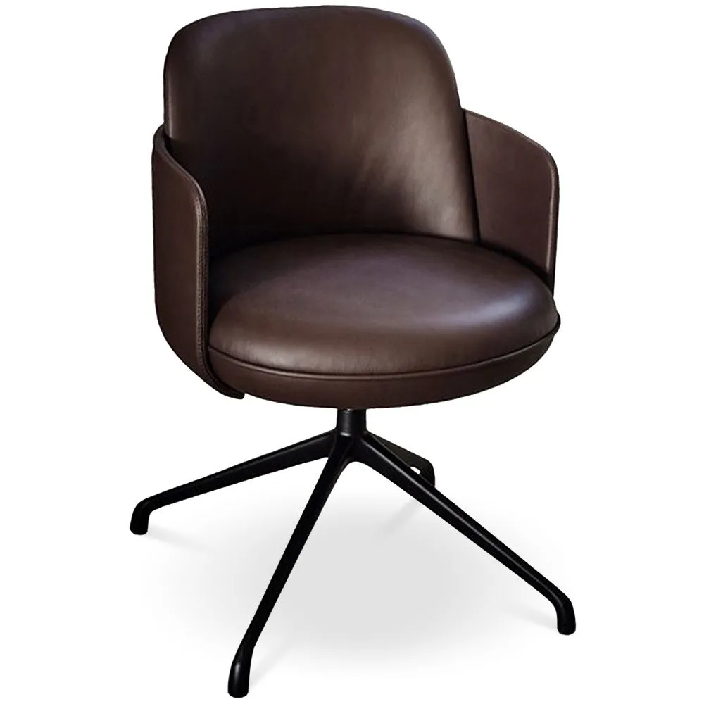 Poltrona Girevole Rivestita in Pelle - Design Moderno per Uffici e Hotel di Lusso - Carla image 8