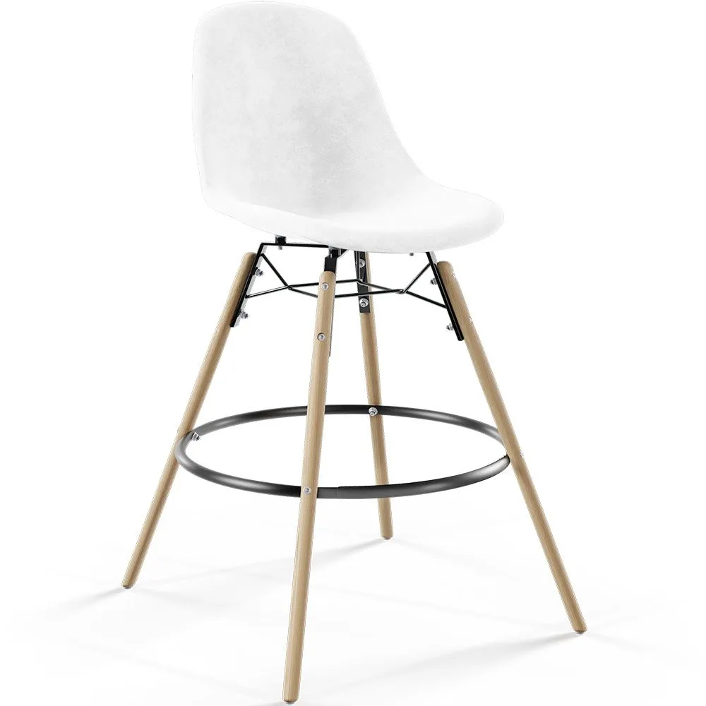 Sgabello da Bar in Velluto - Design Scandinavo e Gambe in Legno - Skögur image 8