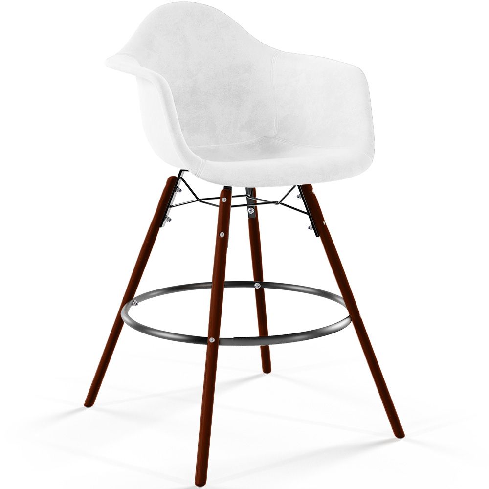 Sgabello da Bar in Velluto - Design Scandinavo e Gambe in Legno Scuro - Nordika image 8
