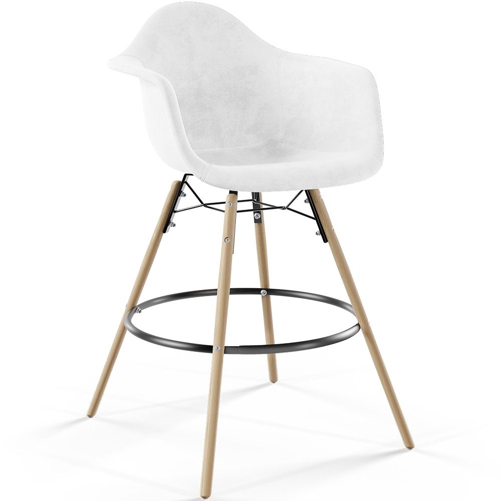 Sgabello da Bar in Velluto - Design Scandinavo e Gambe in Legno - Nordika image 8