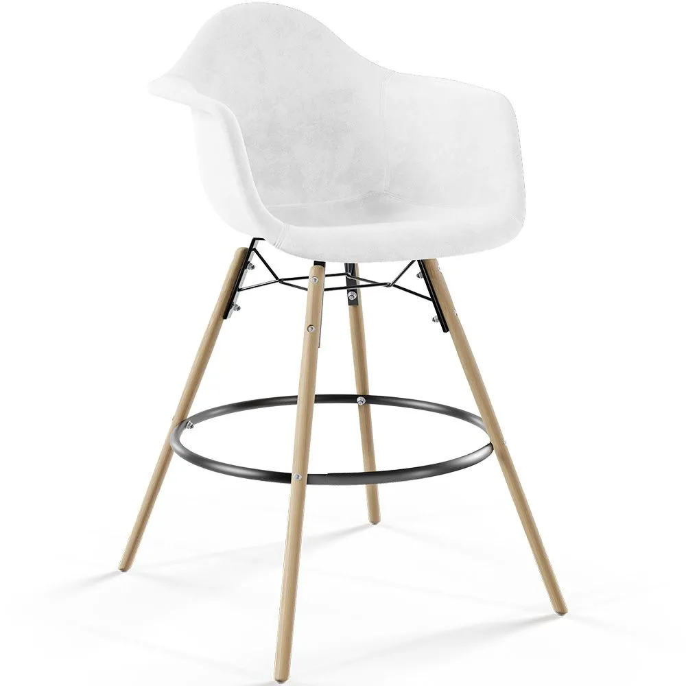 Sgabello da Bar in Velluto - Design Scandinavo e Gambe in Legno - Nordika image 8