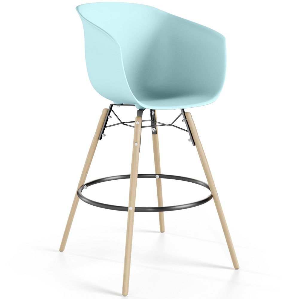 Sgabello da Bar - Design Scandinavo - Gambe in Legno Naturale - Melania image 8