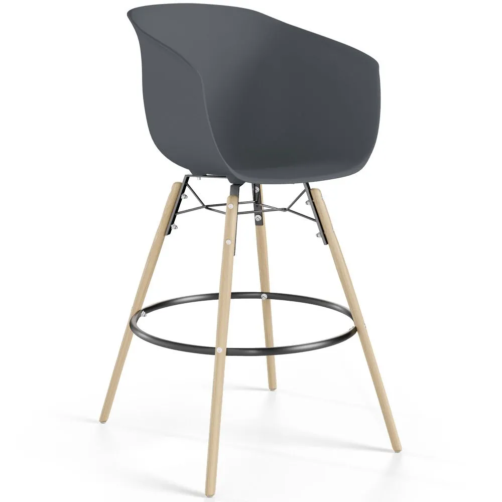 Sgabello da Bar - Design Scandinavo - Gambe in Legno Naturale - Melania image 8
