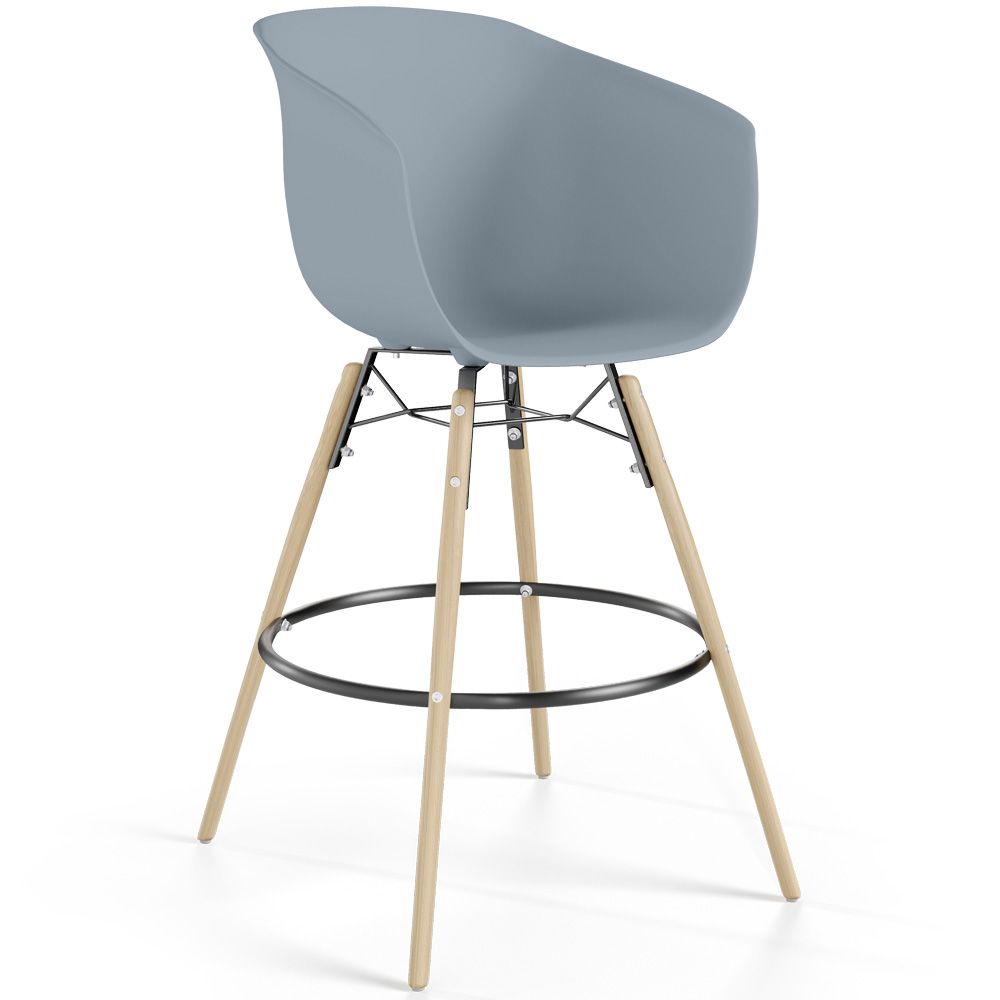 Sgabello da Bar - Design Scandinavo - Gambe in Legno Naturale - Melania image 8