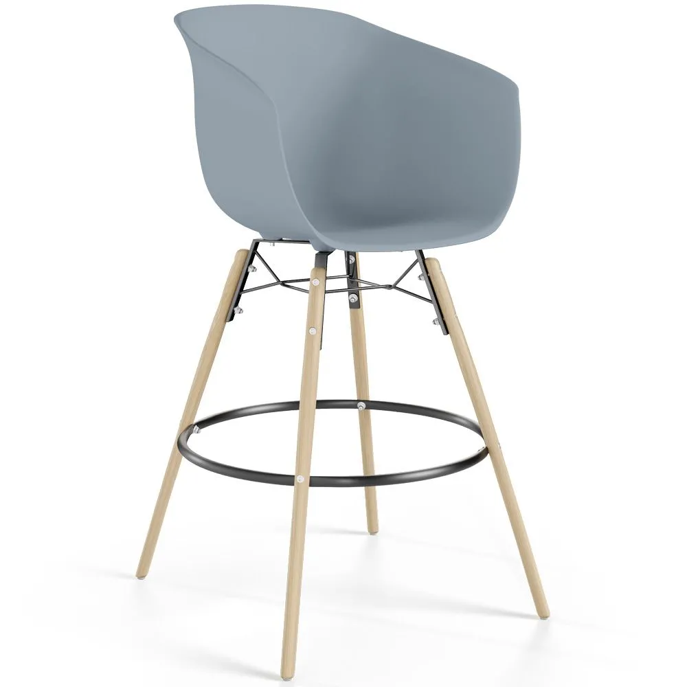 Sgabello da Bar - Design Scandinavo - Gambe in Legno Naturale - Melania image 8