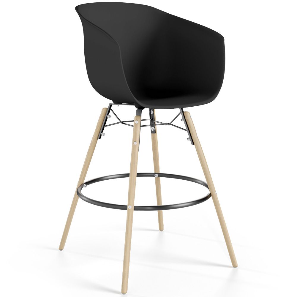 Sgabello da Bar - Design Scandinavo - Gambe in Legno Naturale - Melania image 8