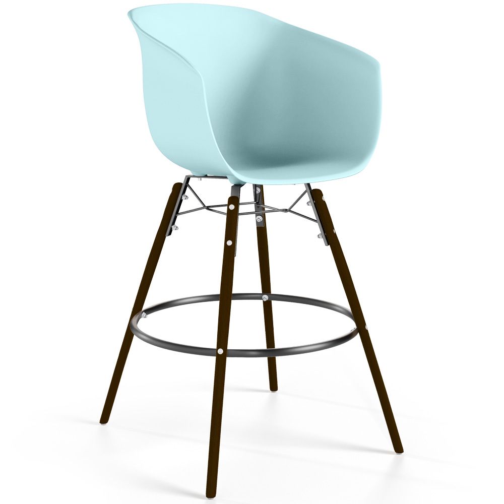 Sgabello da Bar - Design Scandinavo - Gambe in Legno Scuro - Pirela image 8