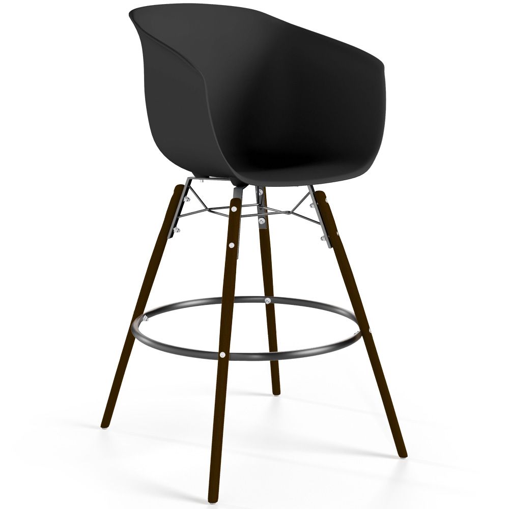 Sgabello da Bar - Design Scandinavo - Gambe in Legno Scuro - Pirela image 8